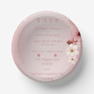 Elegant Floral Blossom Wedding Invitation Design Paper Plate