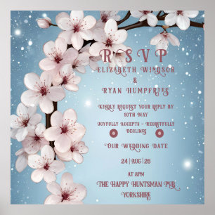 Elegant Floral Blossom Wedding Invitation Design Poster