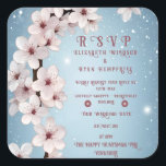 Elegant Floral Blossom Wedding Invitation Design Square Sticker<br><div class="desc">Elegant Floral Blossom Wedding Invitation Designs This beautiful wedding invitation showcases an elegant floral design featuring a delicate branch adorned with soft pink cherry blossoms. The light blush tones of the flowers and the gracefully curved dark branches exude romance and timeless beauty, making it the perfect choice for couples looking...</div>