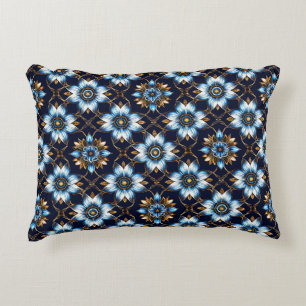 Elegant Floral Blue and Gold Pattern Decorative Cushion