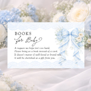 Elegant Floral Blue Bow Boy Books for Baby  Enclosure Card
