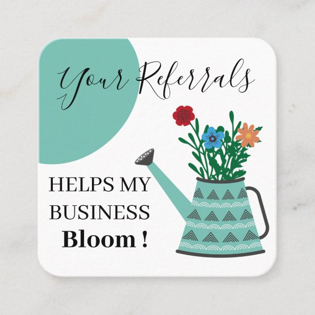 Elegant Floral  Blue Business  Referral Card (Front)