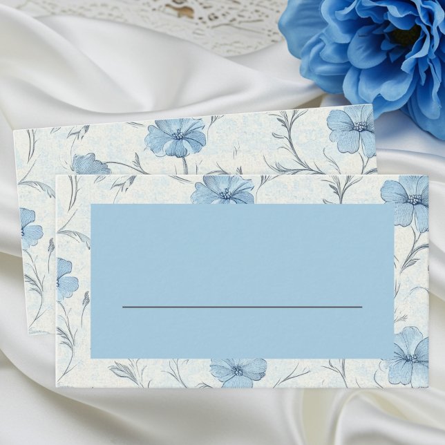 Elegant Floral Blue Country Garden Wedding Escort Place Card (Creator Uploaded)