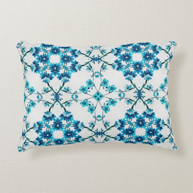 Elegant Floral Blue  Decorative Cushion (Front)