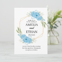 Elegant Floral Blue Flowers White Wedding