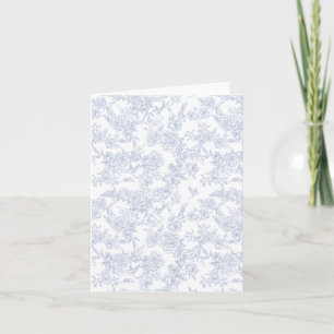 Elegant Floral Blue French Toile  Note Card