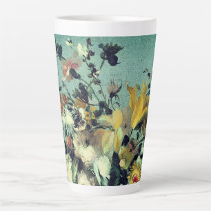 Elegant Floral Blue Hues Latte Mug