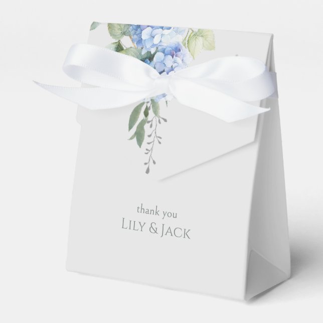 Elegant Floral Blue Hydrangea Event Wedding  Favour Box (Front Side)