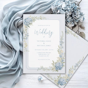 Elegant Floral Blue Hydrangeas Wedding Invitation