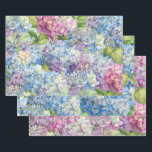 Elegant Floral Blue Pink Hydrangea Pattern Wrapping Paper Sheet<br><div class="desc">These elegant floral wrapping paper sheets feature a mix of hydrangea blossoms. one mixed blue,  pink and lavender,  one classic blue and one pink and lavender. Perfect for wedding gift wrap and decoupage projects as well as other paper crafts. Designed by world renowned artist ©Tim Coffey.</div>
