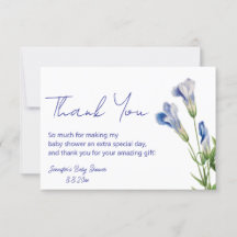 elegant floral blue script baby shower 