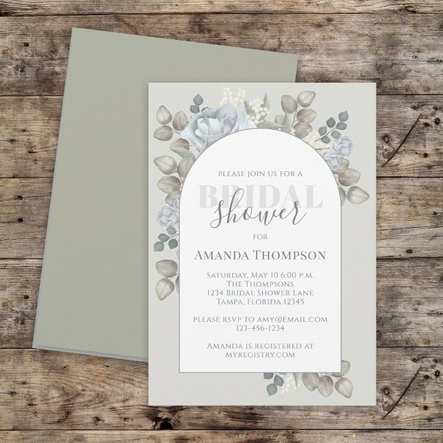 Elegant Floral Blue Stylish Trendy Arch Watercolor Invitation (Creator Uploaded)