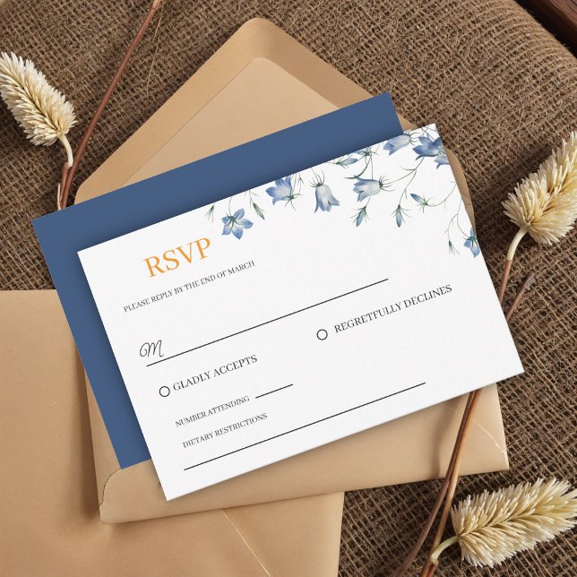 Elegant Floral Blue Wedding RSVP (Creator Uploaded)