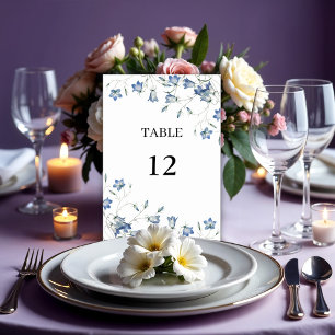 Elegant Floral Blue Wedding  Table Number
