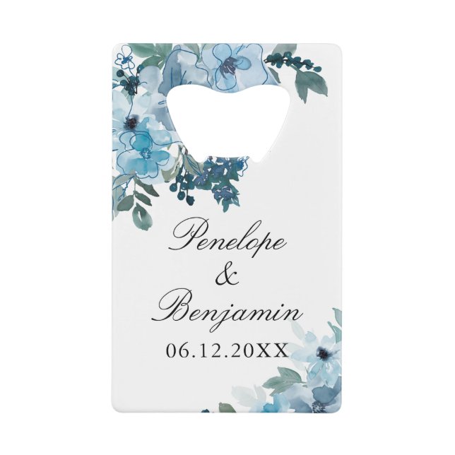 Elegant Floral Blue Wedding Thank You Favours (Front)