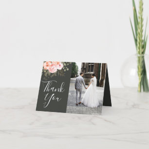 Elegant Floral Blush Botanical Wedding Thank You Card