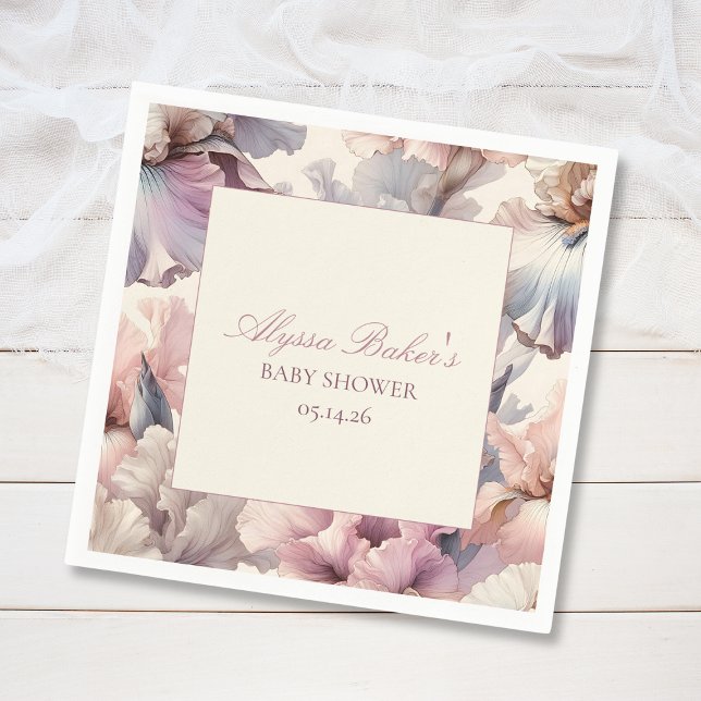 Elegant Floral Blush Modern Baby Shower Baby Girl Napkin (Creator Uploaded)