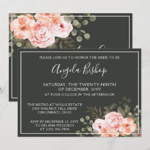 Elegant Floral Blush Pink Botanical Bridal Shower Invitation