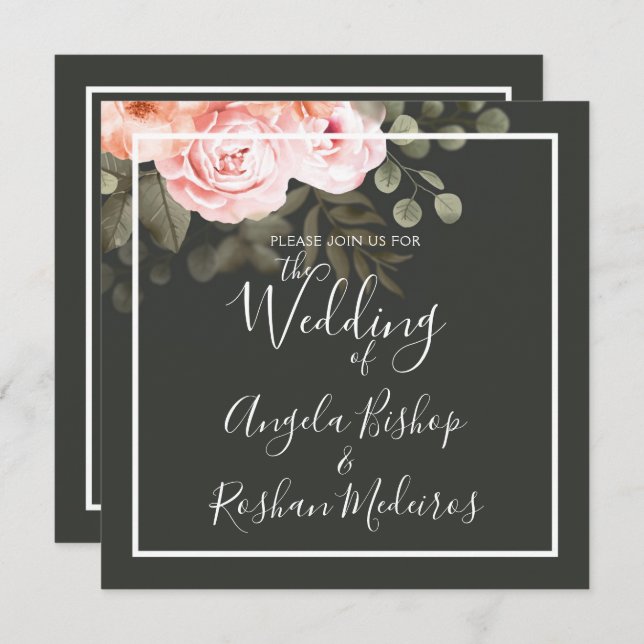 Elegant Floral Blush Pink Botanical Modern Wedding Invitation (Front/Back)