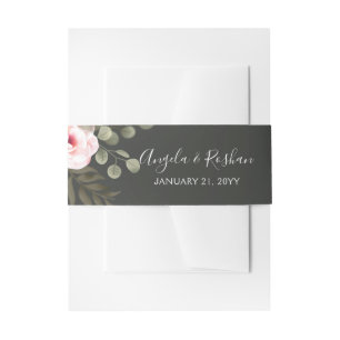 Elegant Floral Blush Pink Botanical Modern Wedding Invitation Belly Band