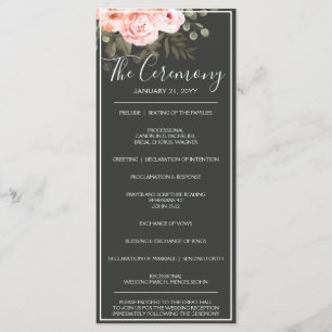 Elegant Floral Blush Pink Botanical Modern Wedding Programme