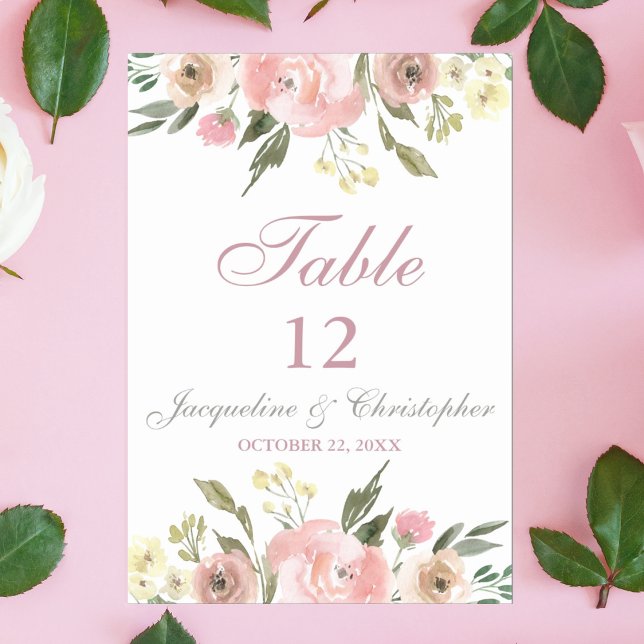 Elegant Floral Blush Pink Peony Table Number (Creator Uploaded)