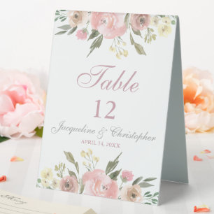 Elegant Floral Blush Pink Peony Table Number