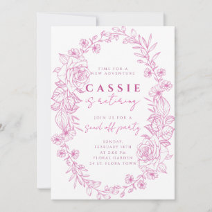 Elegant floral blush pink retirement invitation