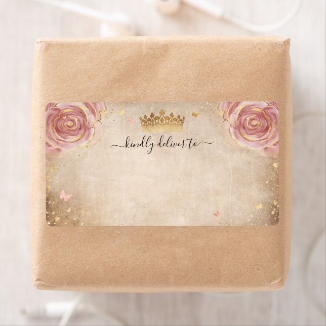 Elegant Floral Blush Pink Rose Gold Crown Shipping (Insitu)