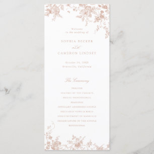 Elegant Floral Blush Pink Vintage Ornament Wedding Programme