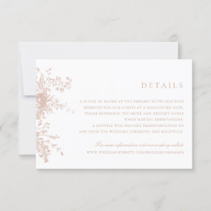 Elegant Floral Blush Pink Vintage Wedding Details Invitation