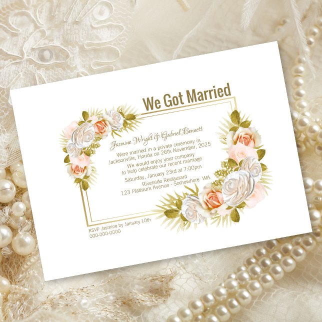 Elegant Floral Blush Pink Wedding Reception Invitation (Creator Uploaded)