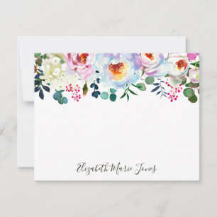 Elegant Floral Blush Pink White Watercolor Peony Card