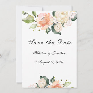 Elegant Floral Blush Script Save The Date
