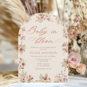 Elegant Floral Boho Baby Shower Invitation