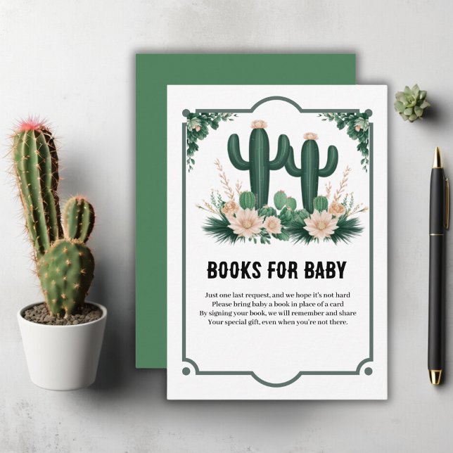 Elegant Floral Boho Modern Cactus Baby Shower Enclosure Card (Creator Uploaded)