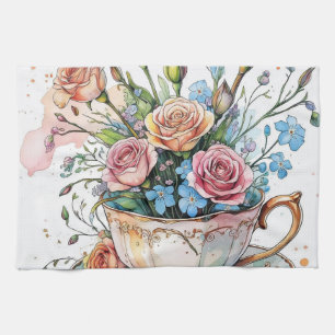 Elegant floral boho tea towel