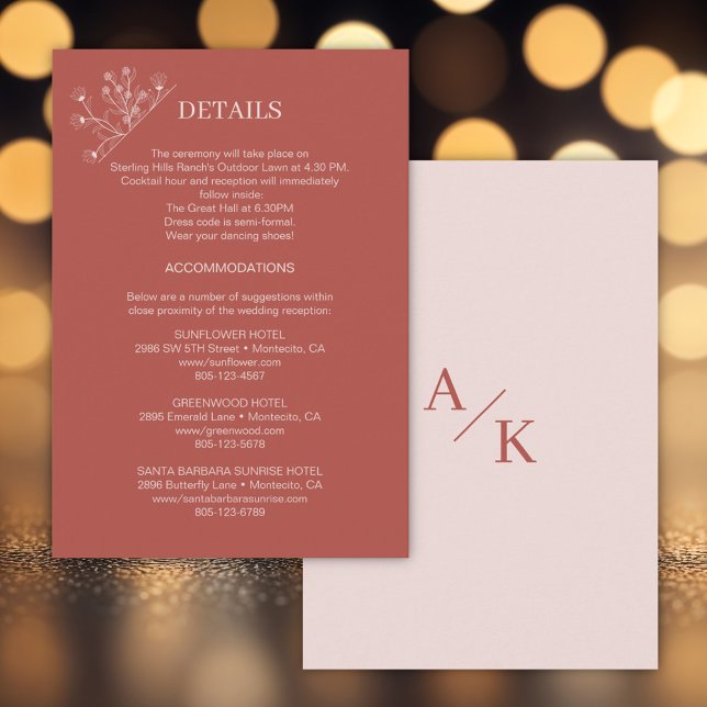 Elegant Floral Boho Wedding Details  Enclosure Card (Creator Uploaded)