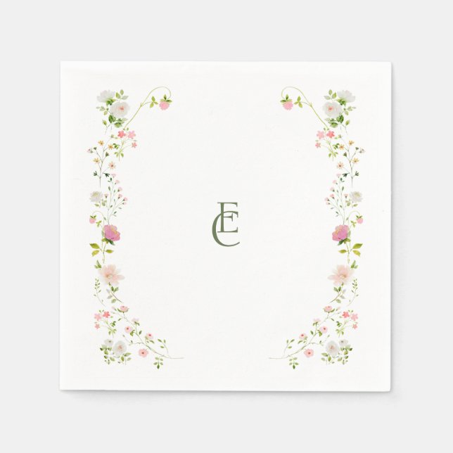 Elegant floral Boho Wedding Napkin (Front)