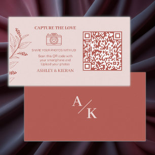 Elegant Floral Boho Wedding Photos QR code , Enclosure Card