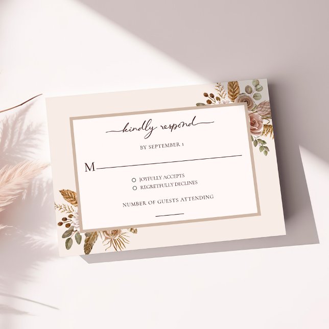 Elegant Floral Boho Wedding RSVP Response Card (Elegant Floral Boho Wedding RSVP Response Card)
