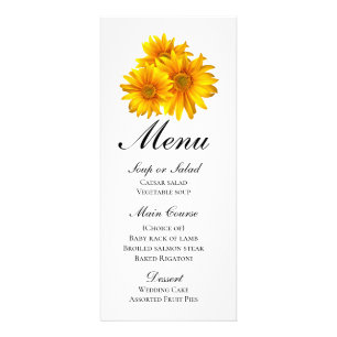 Elegant Floral Boho Yellow Sunflower Wedding Menu