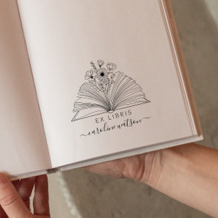 Elegant Floral Book Ex libris  Rubber Stamp