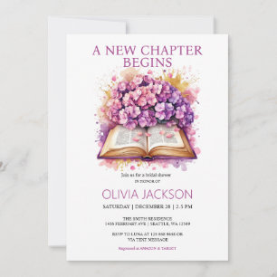 Elegant Floral Books Bridal Shower Invitation