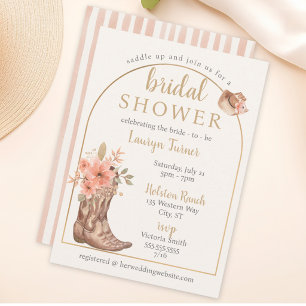 Elegant Floral Boots Cowgirl Bridal Shower Invitation
