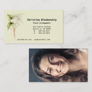 Elegant Floral Border Custom Photo Back Business Card