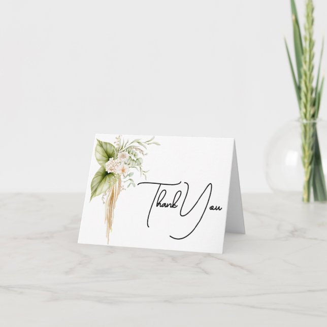 Elegant Floral Border  Thank You Card (Front)