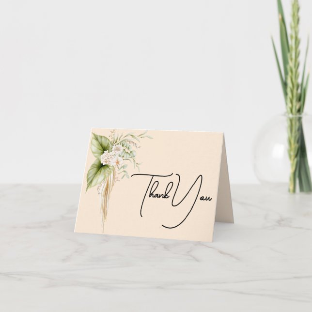 Elegant Floral Border  Thank You Card (Front)