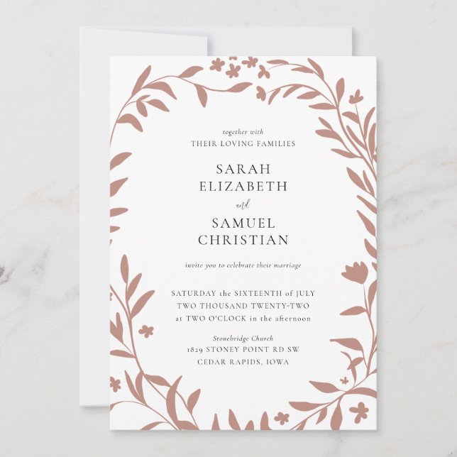 Elegant Floral Border Wedding Invitation (Front)