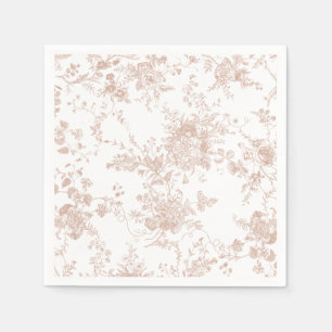 Elegant Floral Botanical Blush Peach Toile Wedding Napkin